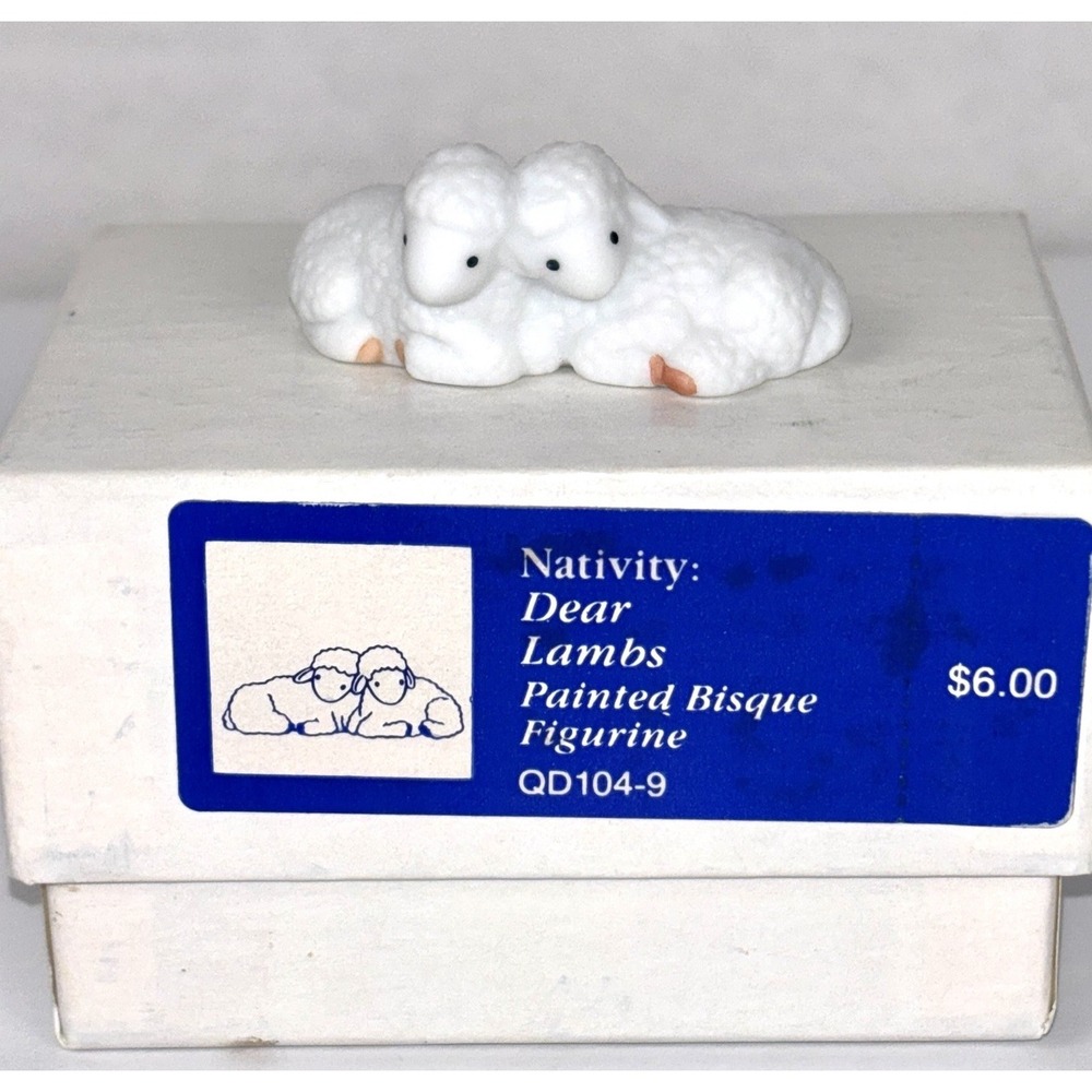 Hallmark 1983 Mary Hamilton Dear Lambs Nativity Bisque Figurine QD104-9 With Box
